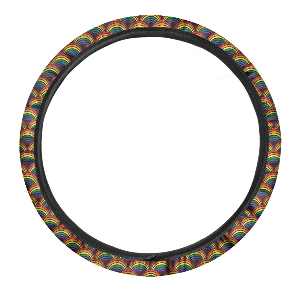 Rainbow Gay Pride Pattern Print Car Steering Wheel Cover
