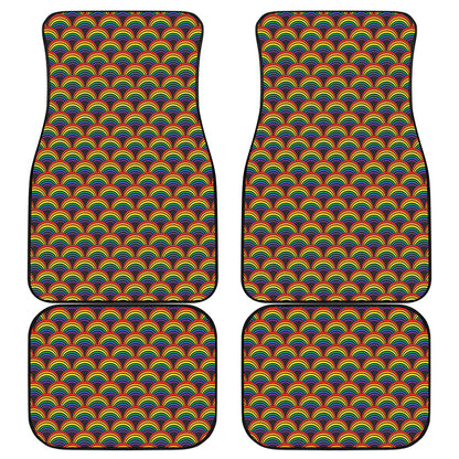 Rainbow Gay Pride Pattern Print Front and Back Car Floor Mats