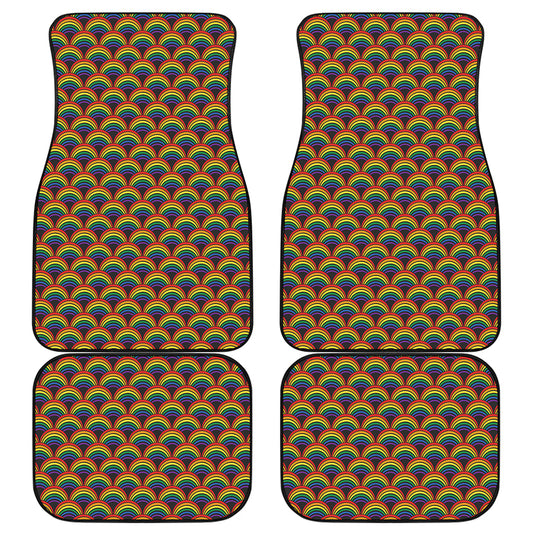 Rainbow Gay Pride Pattern Print Front and Back Car Floor Mats