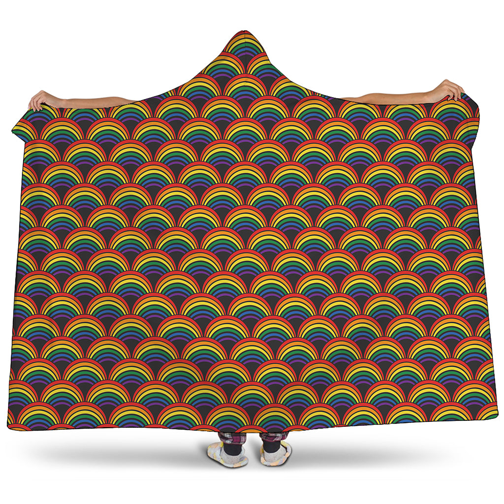 Rainbow Gay Pride Pattern Print Hooded Blanket