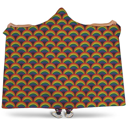 Rainbow Gay Pride Pattern Print Hooded Blanket