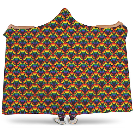 Rainbow Gay Pride Pattern Print Hooded Blanket