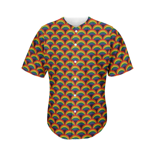 Rainbow Gay Pride Pattern Print Men's Baseball Jersey