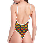 Rainbow Gay Pride Pattern Print One Piece High Cut Swimsuit