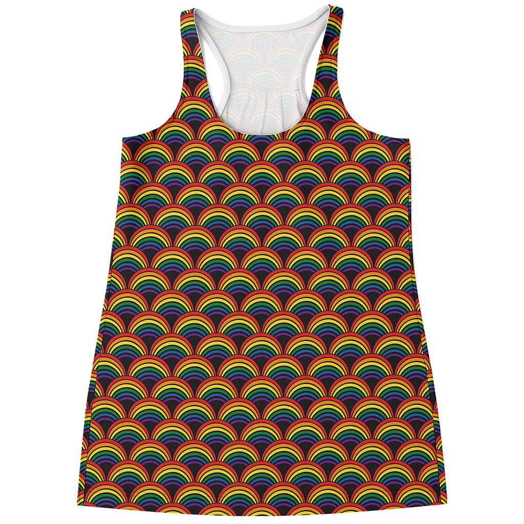 Rainbow Gay Pride Pattern Print Women's Racerback Tank Top