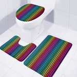Rainbow Gay Pride Zigzag Pattern Print 3 Piece Bath Mat Set