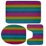 Rainbow Gay Pride Zigzag Pattern Print 3 Piece Bath Mat Set