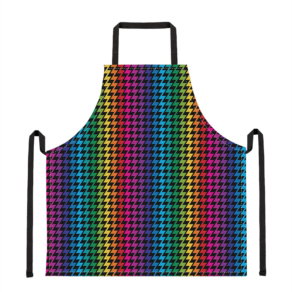 Rainbow Gay Pride Zigzag Pattern Print Apron