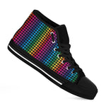 Rainbow Gay Pride Zigzag Pattern Print Black High Top Shoes