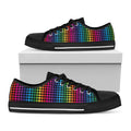 Rainbow Gay Pride Zigzag Pattern Print Black Low Top Sneakers