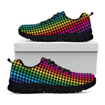 Rainbow Gay Pride Zigzag Pattern Print Black Sneakers