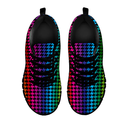 Rainbow Gay Pride Zigzag Pattern Print Black Sneakers