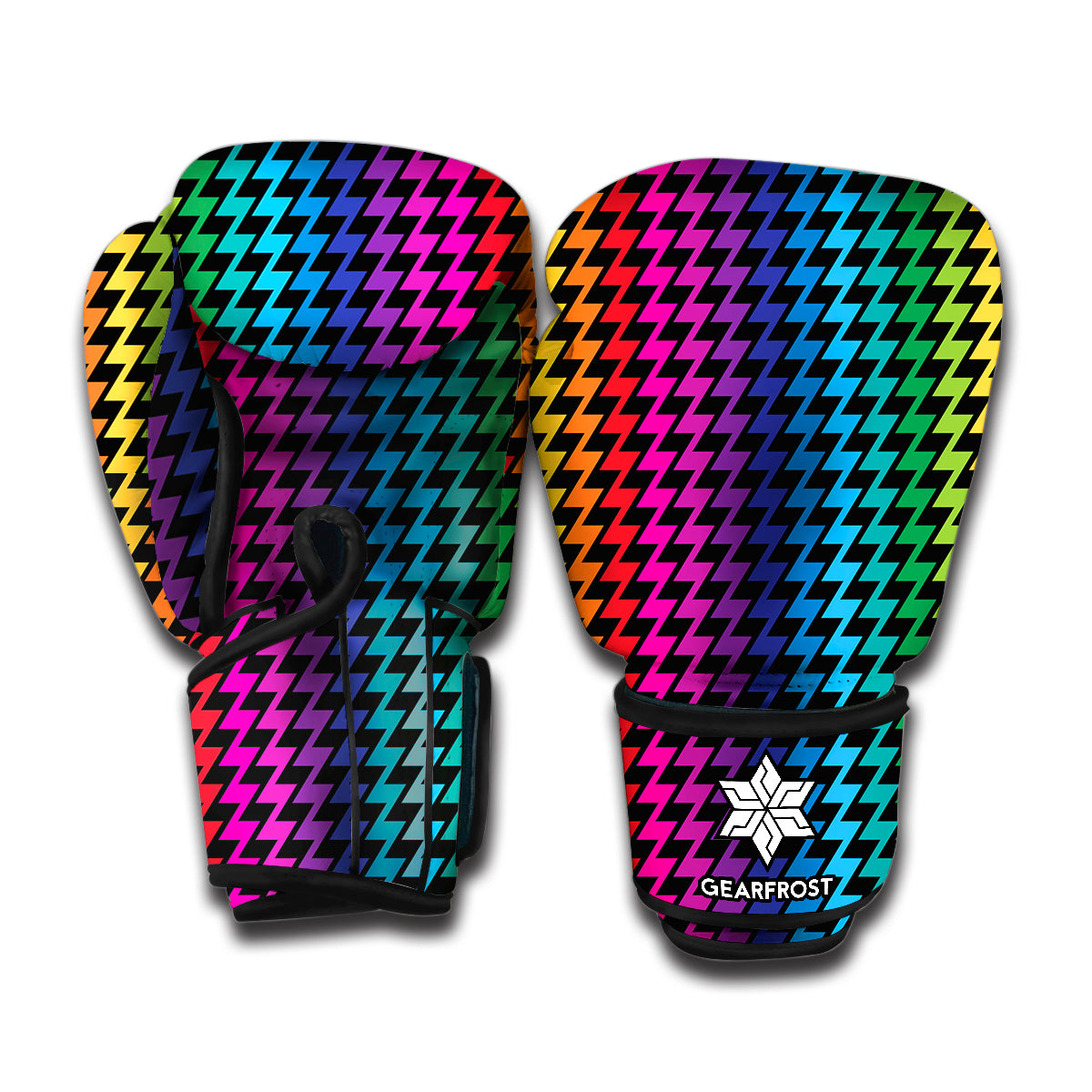 Rainbow Gay Pride Zigzag Pattern Print Boxing Gloves