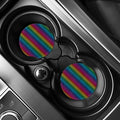 Rainbow Gay Pride Zigzag Pattern Print Car Coasters