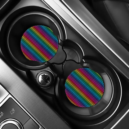 Rainbow Gay Pride Zigzag Pattern Print Car Coasters