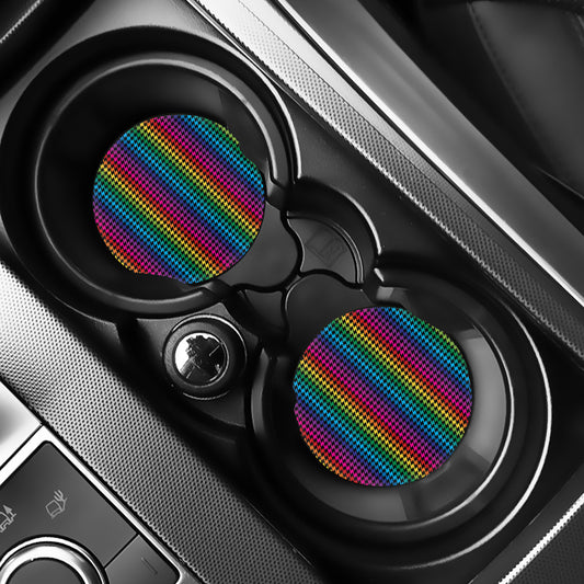Rainbow Gay Pride Zigzag Pattern Print Car Coasters