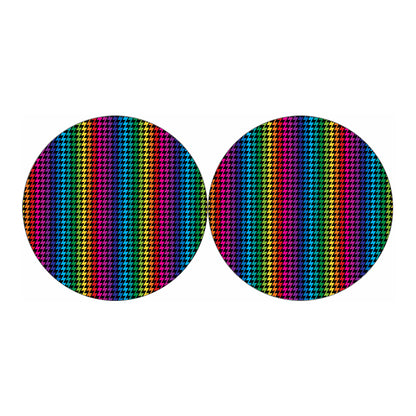 Rainbow Gay Pride Zigzag Pattern Print Car Coasters