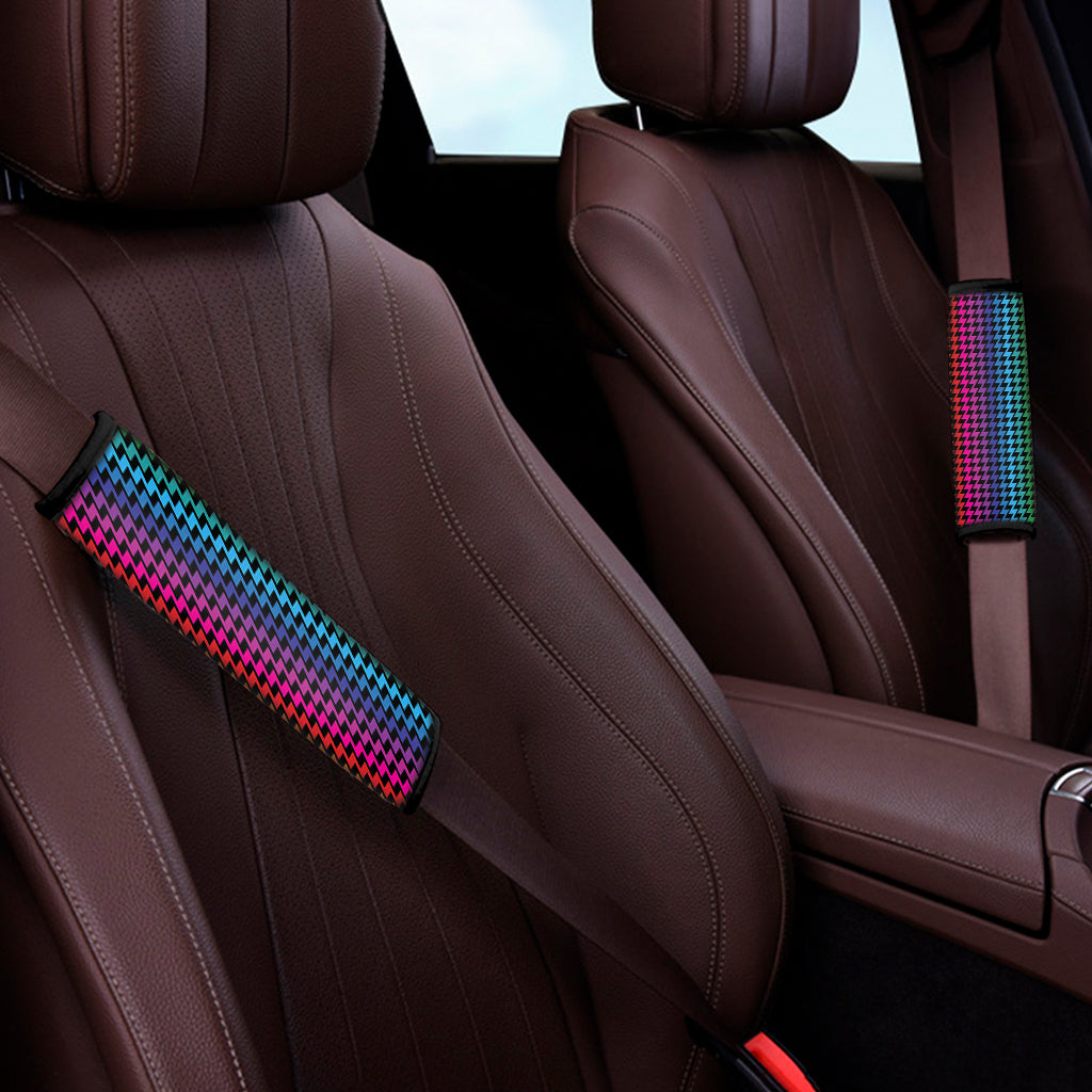 Rainbow Gay Pride Zigzag Pattern Print Car Seat Belt Covers