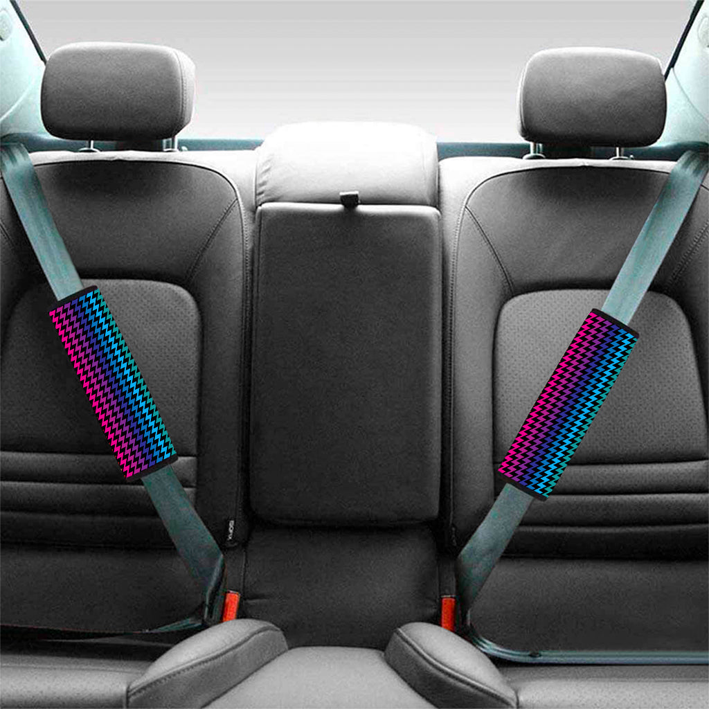 Rainbow Gay Pride Zigzag Pattern Print Car Seat Belt Covers