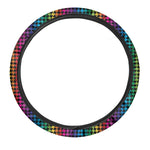 Rainbow Gay Pride Zigzag Pattern Print Car Steering Wheel Cover