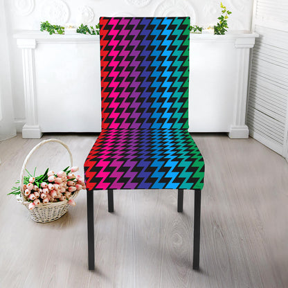 Rainbow Gay Pride Zigzag Pattern Print Dining Chair Slipcover