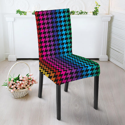 Rainbow Gay Pride Zigzag Pattern Print Dining Chair Slipcover