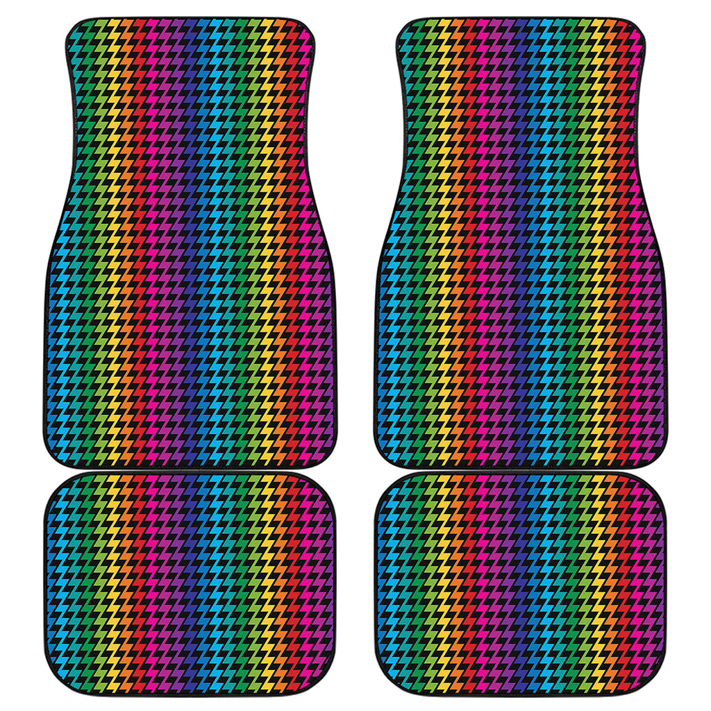 Rainbow Gay Pride Zigzag Pattern Print Front and Back Car Floor Mats