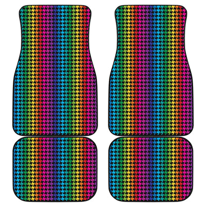 Rainbow Gay Pride Zigzag Pattern Print Front and Back Car Floor Mats