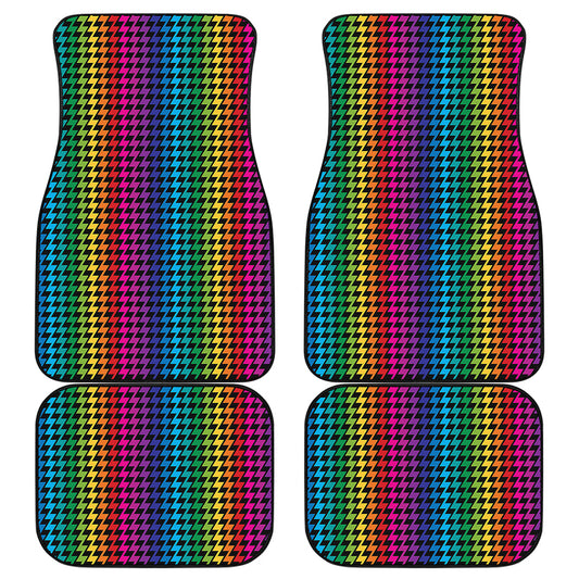 Rainbow Gay Pride Zigzag Pattern Print Front and Back Car Floor Mats