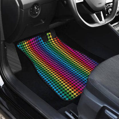 Rainbow Gay Pride Zigzag Pattern Print Front and Back Car Floor Mats