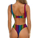 Rainbow Gay Pride Zigzag Pattern Print Front Bow Tie Bikini