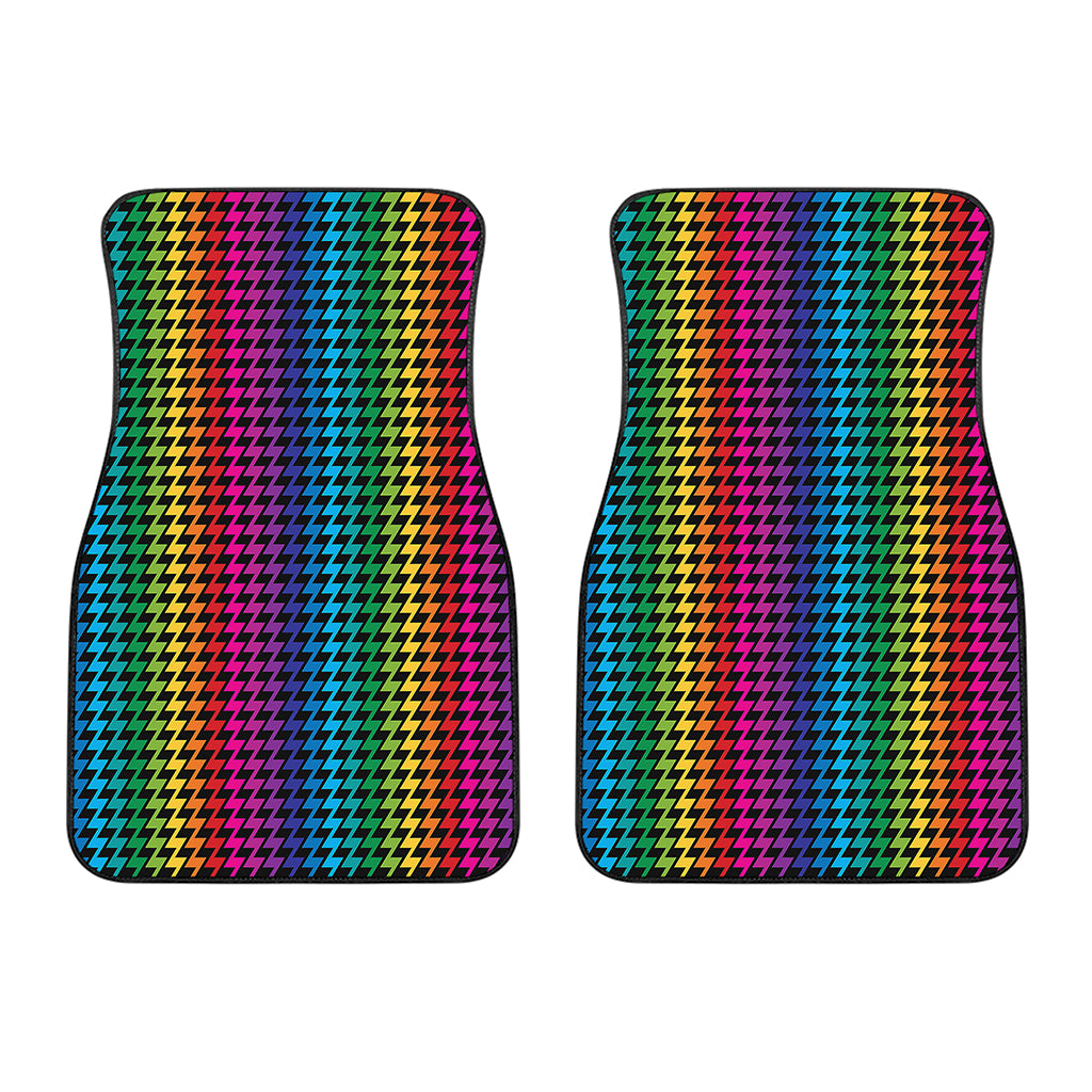 Rainbow Gay Pride Zigzag Pattern Print Front Car Floor Mats
