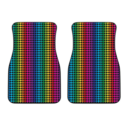 Rainbow Gay Pride Zigzag Pattern Print Front Car Floor Mats
