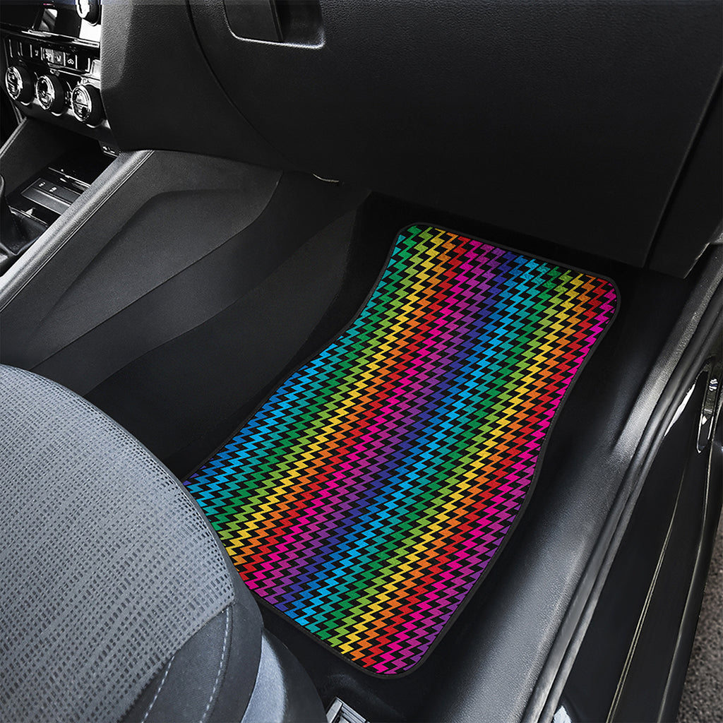Rainbow Gay Pride Zigzag Pattern Print Front Car Floor Mats