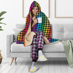 Rainbow Gay Pride Zigzag Pattern Print Hooded Blanket