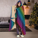 Rainbow Gay Pride Zigzag Pattern Print Hooded Blanket