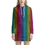 Rainbow Gay Pride Zigzag Pattern Print Hoodie Dress