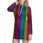 Rainbow Gay Pride Zigzag Pattern Print Hoodie Dress