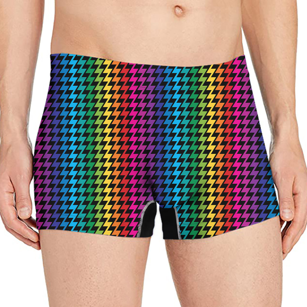 Rainbow Gay Pride Zigzag Pattern Print Men's Boxer Briefs