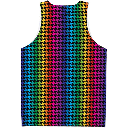 Rainbow Gay Pride Zigzag Pattern Print Men's Tank Top