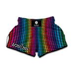Rainbow Gay Pride Zigzag Pattern Print Muay Thai Boxing Shorts