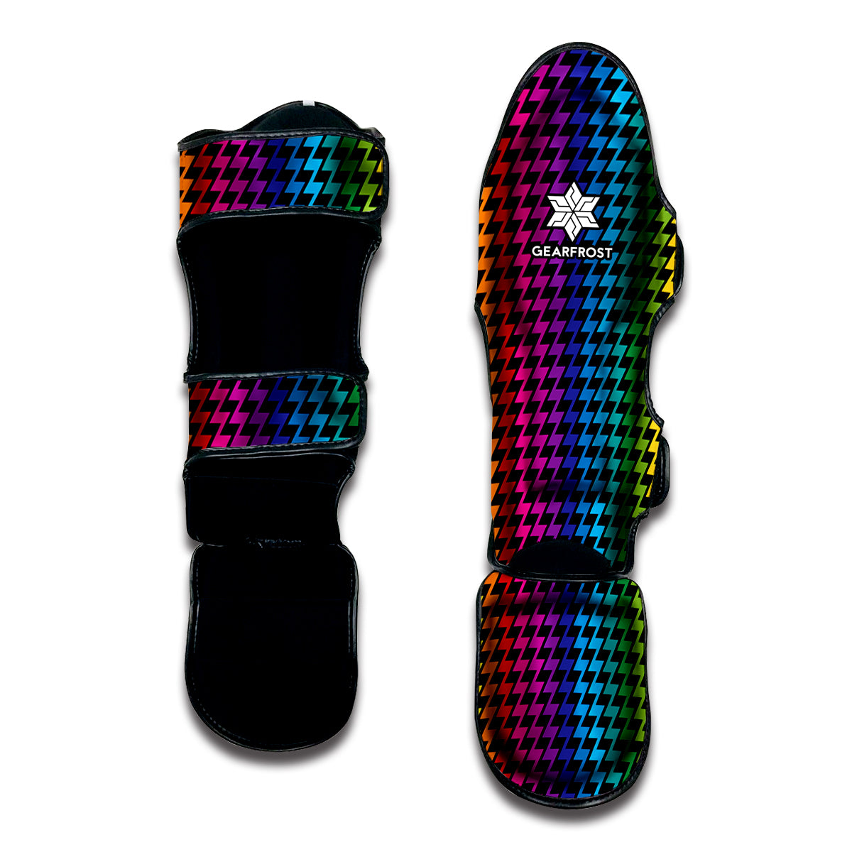 Rainbow Gay Pride Zigzag Pattern Print Muay Thai Shin Guard