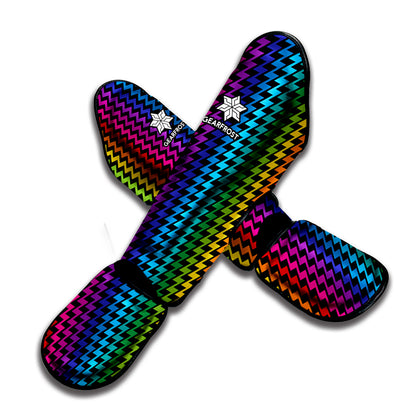 Rainbow Gay Pride Zigzag Pattern Print Muay Thai Shin Guard