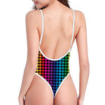 Rainbow Gay Pride Zigzag Pattern Print One Piece High Cut Swimsuit