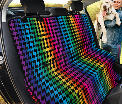 Rainbow Gay Pride Zigzag Pattern Print Pet Car Back Seat Cover