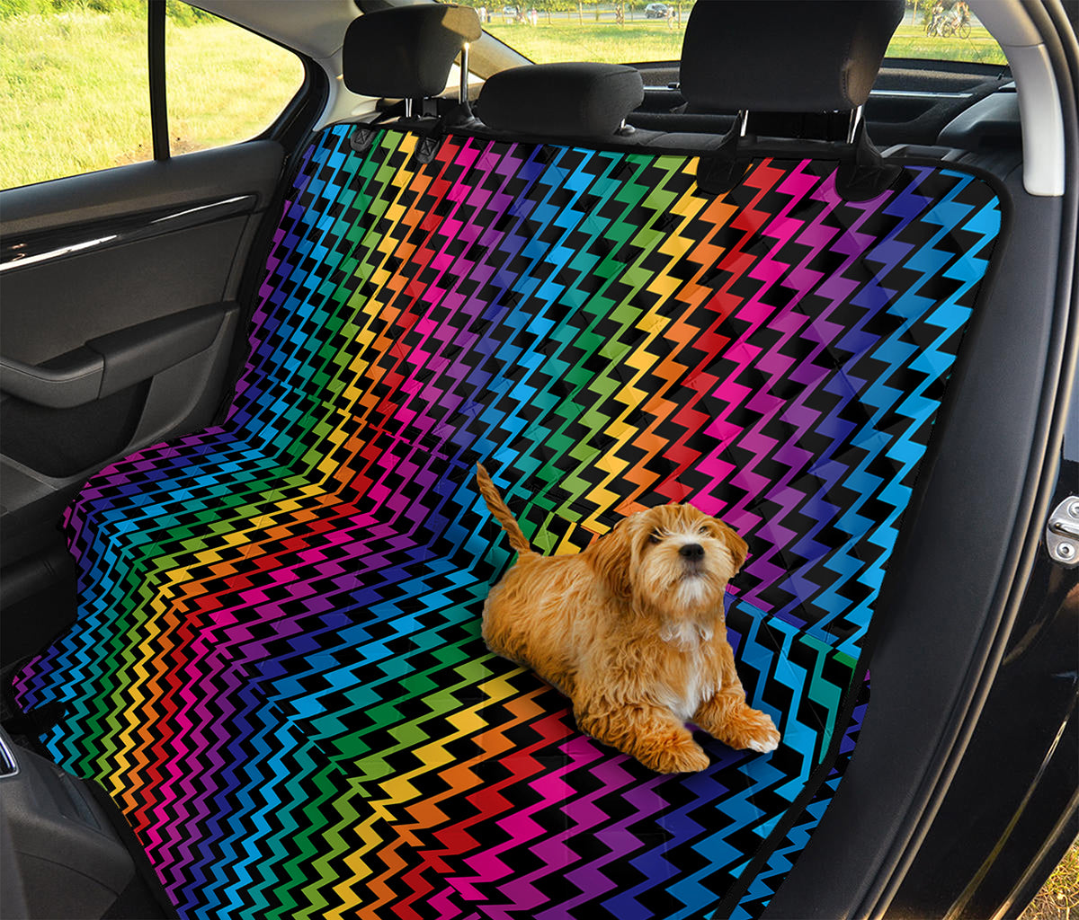 Rainbow Gay Pride Zigzag Pattern Print Pet Car Back Seat Cover