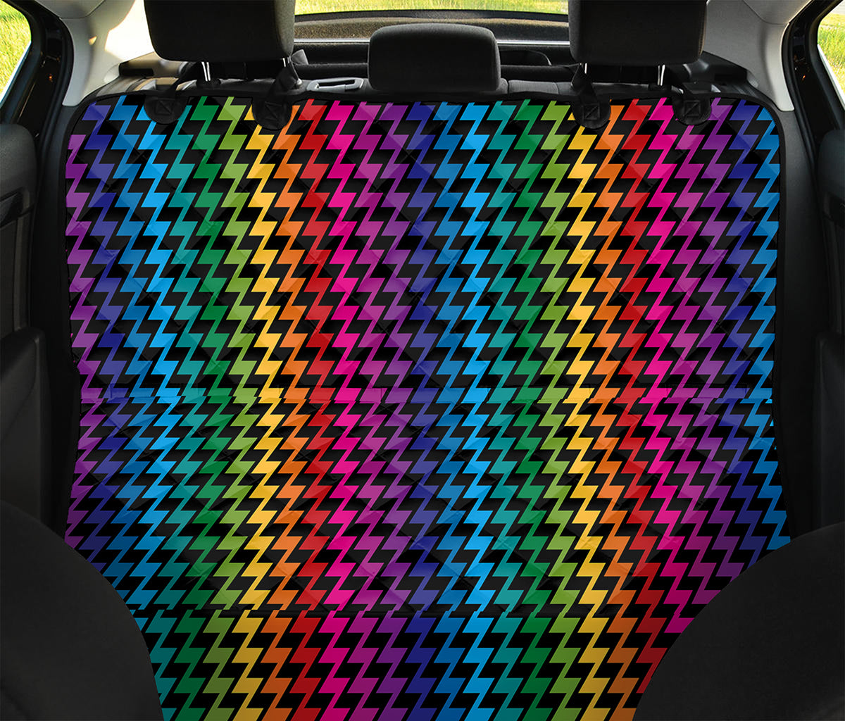 Rainbow Gay Pride Zigzag Pattern Print Pet Car Back Seat Cover