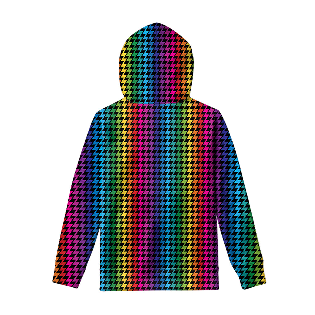 Rainbow Gay Pride Zigzag Pattern Print Pullover Hoodie