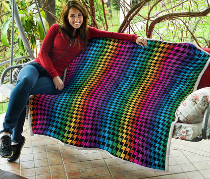 Rainbow Gay Pride Zigzag Pattern Print Quilt