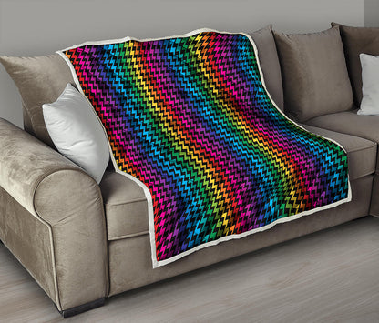 Rainbow Gay Pride Zigzag Pattern Print Quilt